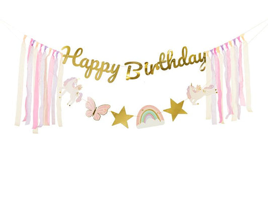 Парти банер „Happy Birthday – Еднорози“