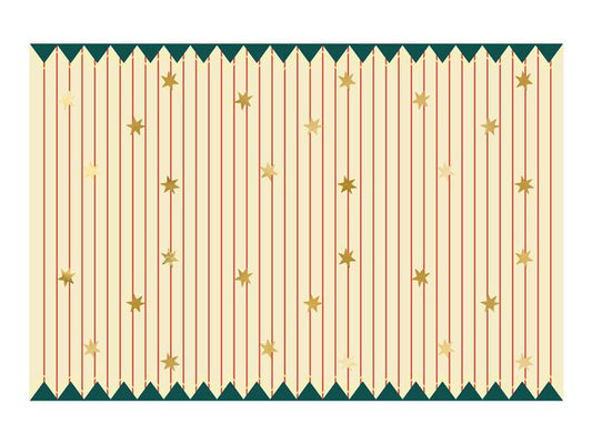 Paper Tablecloth with Thin Stripes and Gold Stars